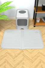 Foldable Silicone Cat Litter Trapping Mat Waterproof Large Size Non-Slip Mat Dog Cat Bowl Mat Food Pad Washable 40x60 cm