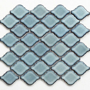 Foshan glazed blue small lantern shape ceramic mosaic tile