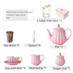 Fresh coffee cup and plate set ceramic afternoon tea cup tea set black tea cup bone china coffee set elegant home solid color