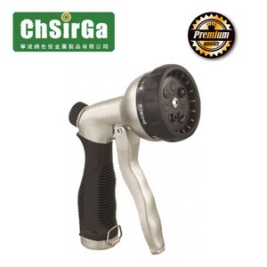 Garden Water Gun Front trigger multi-pattern (7) nozzle, zinc water hose spray nozzles, Gardena similar style