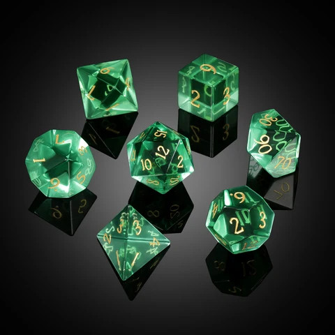 Buy Gemstone Dice D&d Engraved Dnd Glass Dice Green Handmade Stone ...
