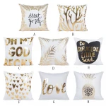 Gold Foil Printing Pillow Case Simple Heart Geometry Striped Love Letter Print Pillows Waist Throw Cushion Cover Home Decor