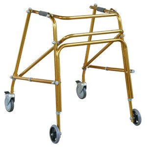 Golden elderly exercise walker with wheels