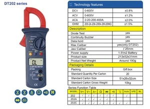 Good quality Factory sales Auto ranging Digital Clamp Meter DT202