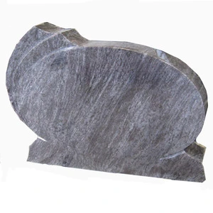 Grey oval natural marble slab tombstone and monument