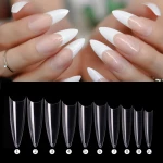 Half Cover Natural Clear Mediun Length Salon Sharp False Nail Art Tips Acrylic Salon Stiletto French Artificial Nail Tips