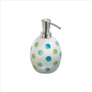 Hand Painted Polka Dots Round Ceramic Liquid Soap Dispenser