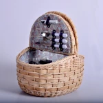 Handmade Natural Willow Wicker Picnic Basket 4 Persons Antique Cheap Lunch Bags