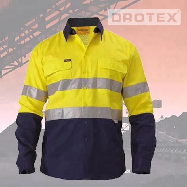 Reflective Safety Clothing vis cotton fr work clothes shirt