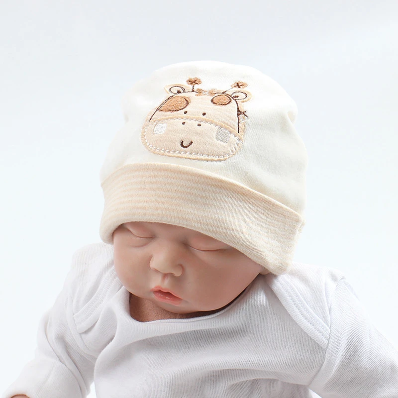 high quality  0-3 Months Baby Organic cotton caps  2layer thick hats