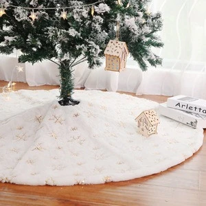 High Quality 90cm 122cm White Snowflake Sequin Ornament Party Supply Home Decor Plush Christmas Tree Skirts