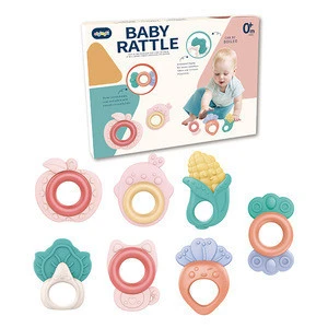 High quality baby shake fitness boiled rattle 7pcs baby teethers baby rattle teether toy set