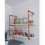High Quality Decorative Rose Gold  Metal  Pipe Shelf Bracket  Industrial Pipe Wall Bracket  Storage Rack