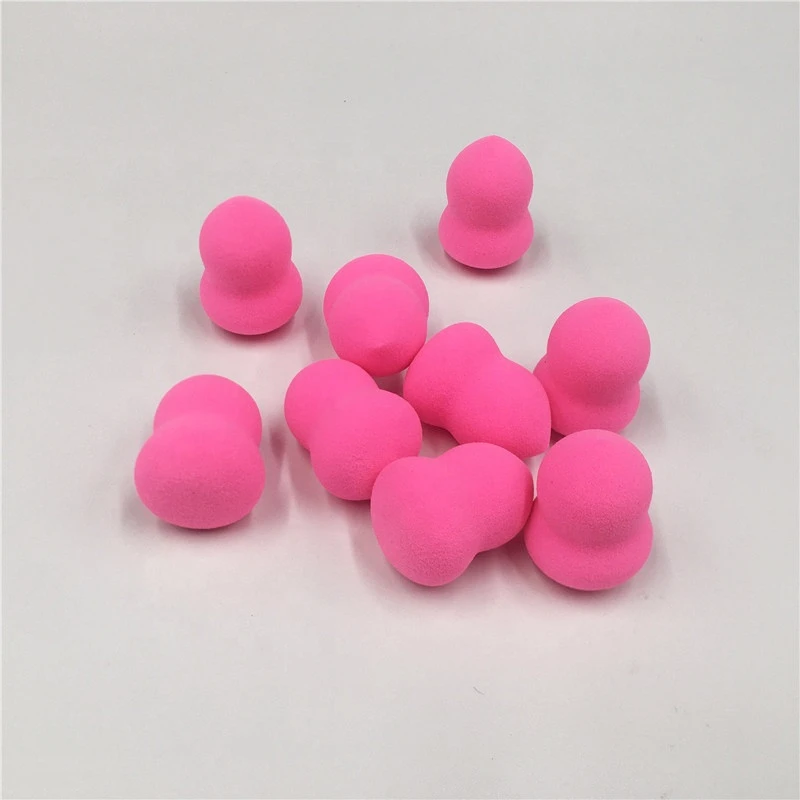 High Quality Mini Fluorescent Pink Sponge Egg Gourd Foundation Powder Reusable Beauty Makeup Sponge Puff Dry Wet Dual-Purpose