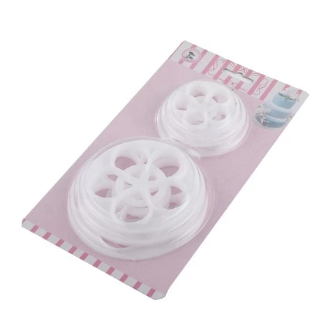 High Quality OEM DIY 3D Flower Shape White Cake Tools Handpress Cookie Cutter With Card Promotional Bakeware Cookie Tools