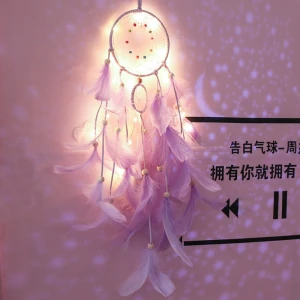High quality pink dream girl romantic good wishes gift dream catcher light home decoration shooting props