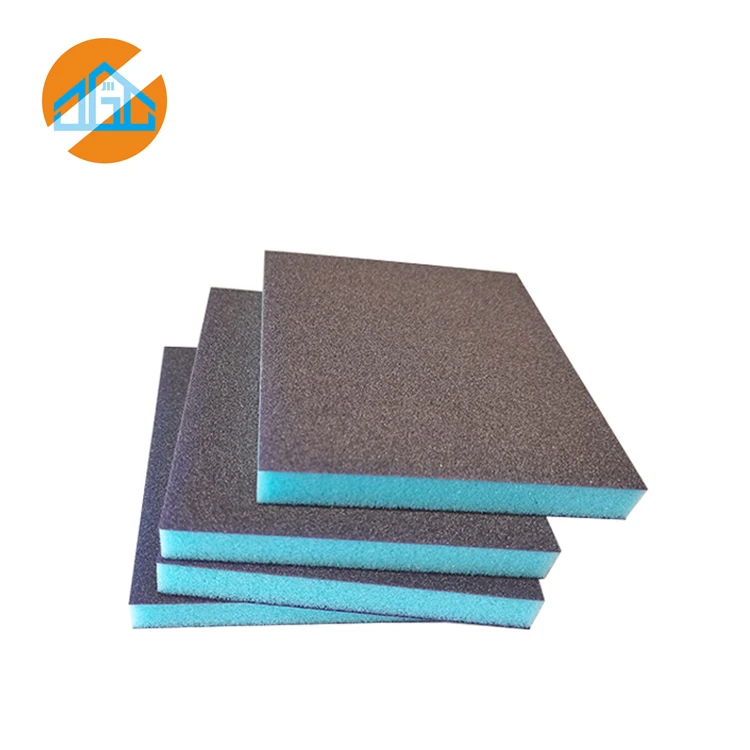 High quality super abrasives block blue red soft foam sanding sponge double side pu sanding sponge