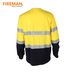 high vis  modacrylic cotton flame resistant FR uniform henley shirt HRC2