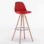 Home furniture wholesale wooden bar chairs modern PU leather counter barstools