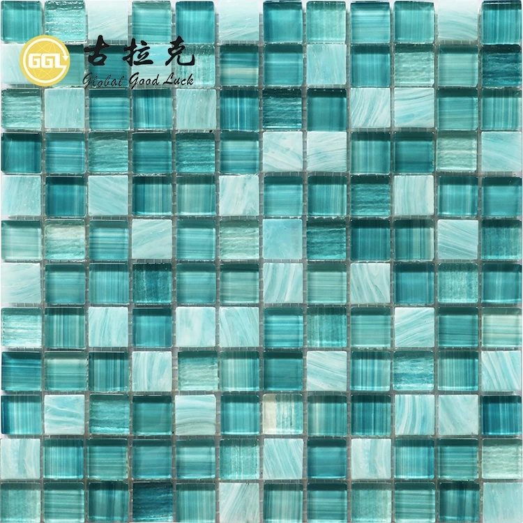 Hot Metal Mint Green Crystal Glass Square Mosaic Tiles Sheets