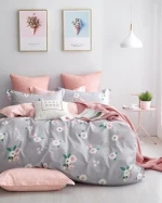 Hot sale 100% cotton bedding set newest flower design bed linen bed sheet set