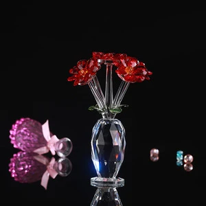 Hot Sale Crystal Sun Flower Crafts with Clear Vase
