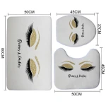 Hot sale custom pattern waterproof 4pcs bathroom sets mould proof shower bath curtain and toilet mat set