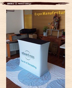 Hot sale exhibition lightning promotion display counter stand, counter desk, fabric service counter