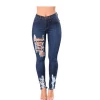 Hot sale sexy mid rise skinny ripped damaged jeans for women