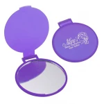 Hot sales advertising logo printed flip style travel hotel colorful plastic mini round pocket compact one-way small mirror