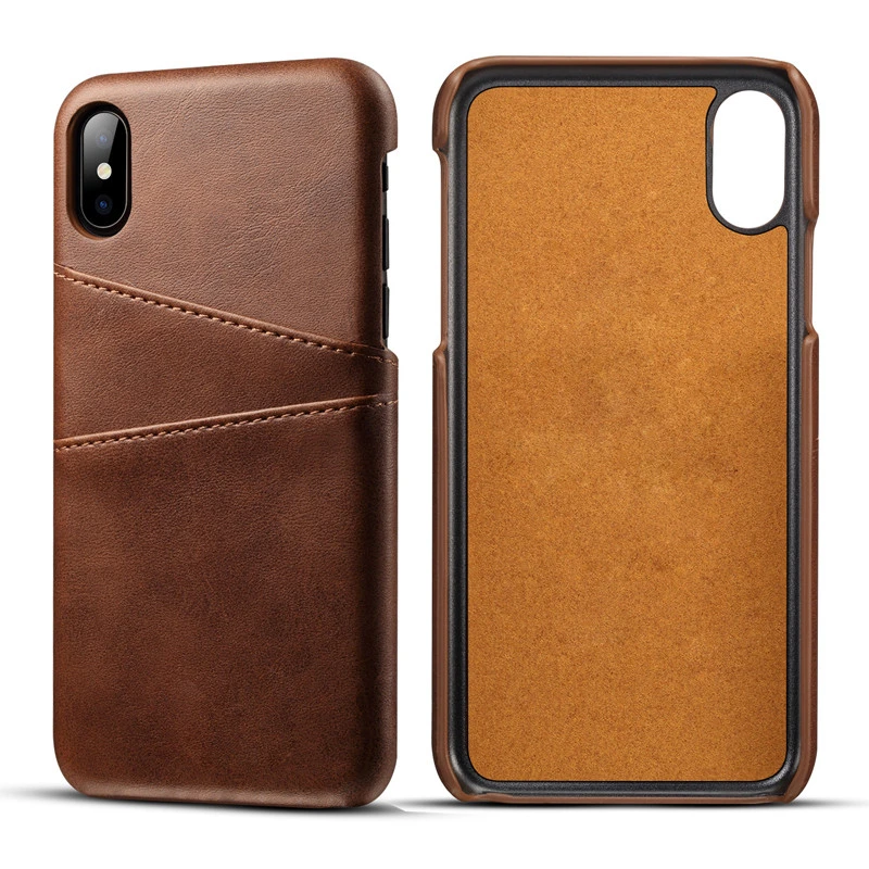 hot sell business customised branded Luxury pu genuine leather mobile phone case card