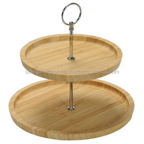 Hot Selling Metal & Wood Cake Plate and 2 Tier Cake Stand