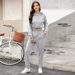 hot Wholesale Customize logo training & jogging wear New women's Velvet two piece fitness running casual sportswear two piece tracksuit women