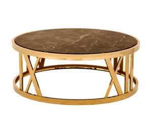 Hotel Coffee table in marble top gold steel frame