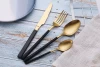 Hotel Tableware Set Cutlery Stainless Steel Gold Black Long Handle Flatware Set With Box Packing