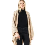 In stock 100% Acrylic like cashmere tassel winter knitted shawl for ladies