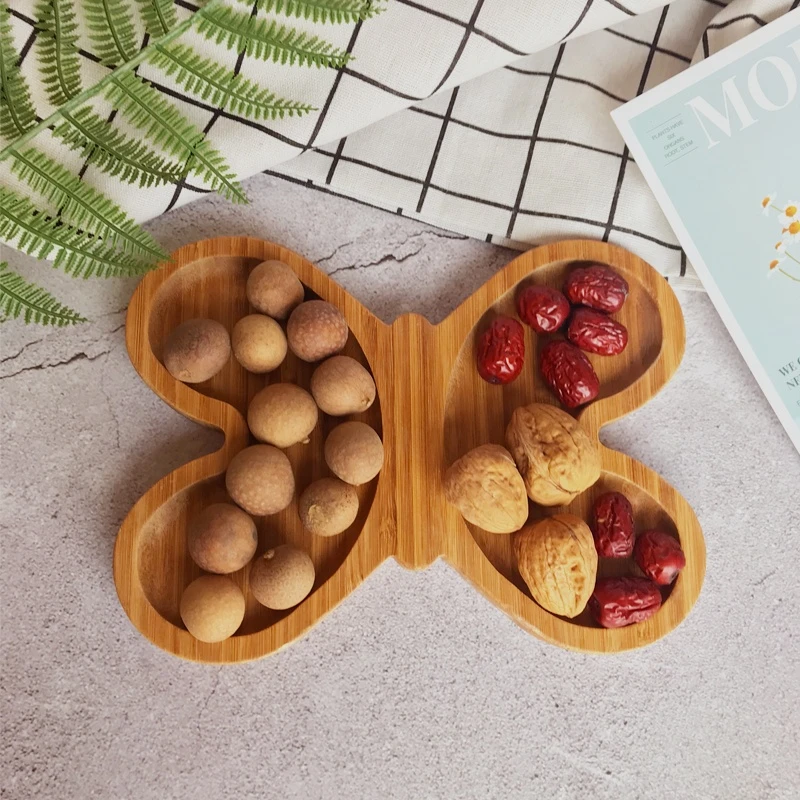 Japanese Style Creative Environmentally Friendly Butterfly-Shaped Bamboo Dried Fruit Plate