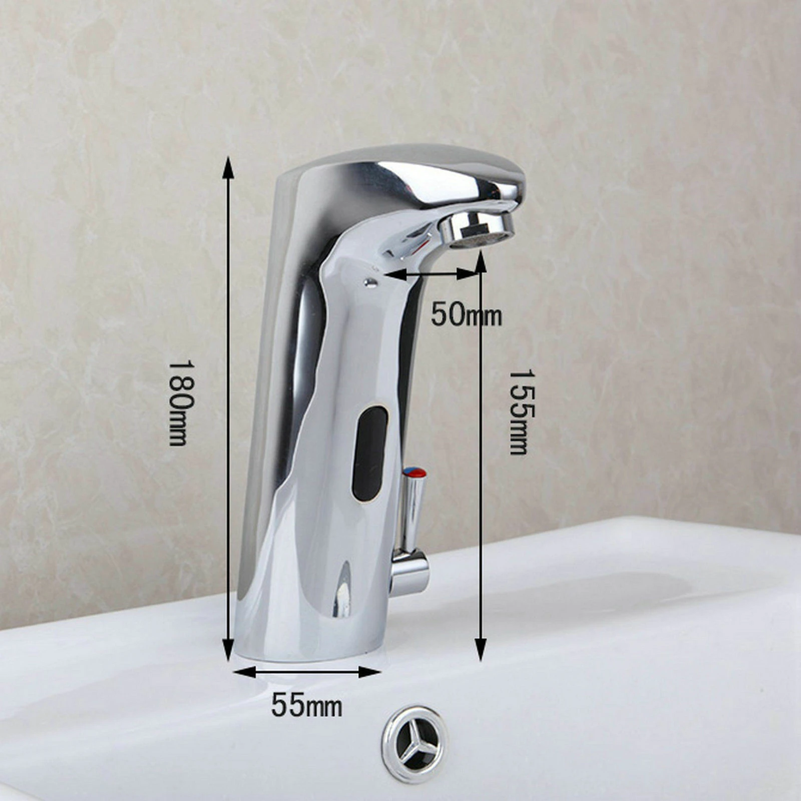 JIENI AA Battery Power Lavatory Bathroom Touch Free Automatic Sensor Tap Sink Hot Cold Mixer Faucet Chrome Brass