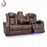 JKY Furniture Home Theater Sofa Power Electric Recliner Chair With Three Thick Seats Cushion And Backrest For Living Room
