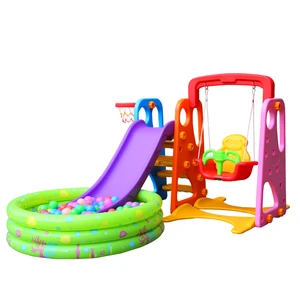 Kindergarten Indoor plastic slide and swing playground equipment set for kids