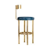 kitchen modern luxury design stainless steel legs white PU seat high bar chair