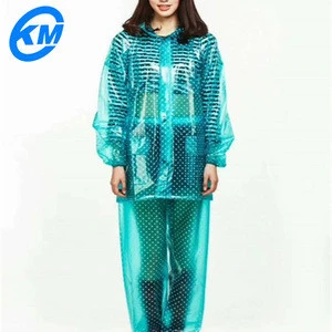 KM OEM pvc polyester waterproof rain wear for adult