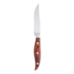 KN456A45FR Stainless Steel 4 inch Red Pakka Wood Handle 6 Pack Steak Knife Set