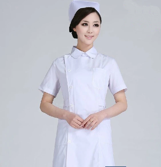 Lady white 100% cotton nurse hot sale uniform dress