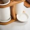 Lanfengye Household Tableware Spoon Storage Holder Kitchen Knife Holder Ceramic Chopsticks Holder with Wooden Handle