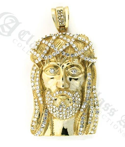 large charm rose gold color 14k gold plated Iced XL Jesus Head Pendants