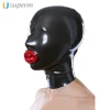 Latex Catsuit with Condom and Cut-outs for Nostrils Latex Hood Fetish Mask Rubber Hood Mask Fetish