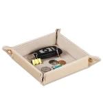 Leather Jewelry Catchall Phone Wallet Coin Tray Caddy Bedside Storage key Tray for Home