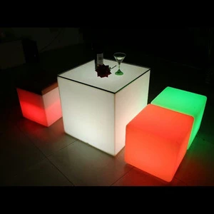 led light up cocktail plastic table and chair