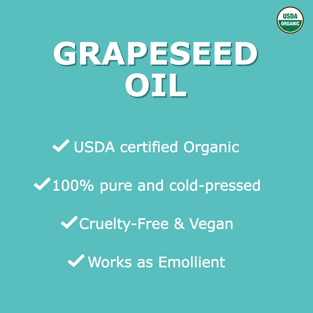 light oil derived from cold pressing Organic Grapeseed Oil